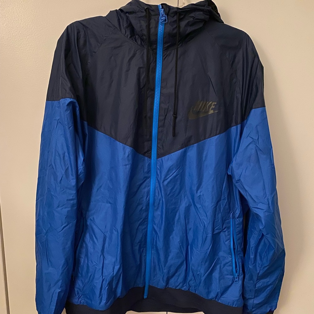 Nike Windbreaker Hoodie Sportswear Jacket Size XXL Navy Blue and Royal Light